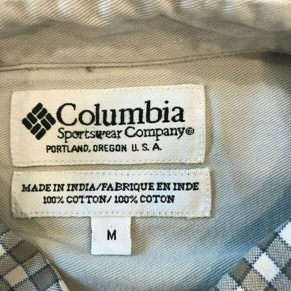 Columbia Men's Classic Long Sleeve Outdoor Shirt Sz Medium Tan Check Activewear - Picture 11 of 16